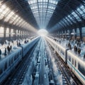 617 84. A train station where passengers board trains made of c Royalty Free Stock Photo