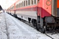 Train in station in a winter day Royalty Free Stock Photo