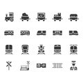 Train stations related icon set