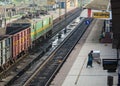 The train stopping at the platform in Agra, India