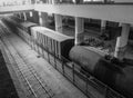 The train stopping at station in Mandalay, Myanmar