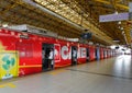 Train stopping at station in Manila, Philippines