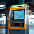 Train or subway station setup Mock up of an automatic ticket machine Royalty Free Stock Photo