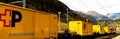 a train of the swiss post panorama Royalty Free Stock Photo