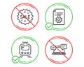 Train, Technical documentation and Sale icons set. Internet chat sign. Tram, Manual, Shopping star. Vector