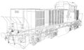 Train. Technical wire-frame. Vector rendering of 3d