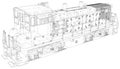 Train. Technical wire-frame. Vector rendering of 3d
