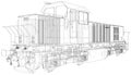Train. Technical wire-frame. Vector rendering of 3d