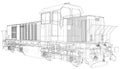 Train. Technical wire-frame. Vector rendering of 3d