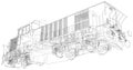 Train. Technical wire-frame. Vector rendering of 3d