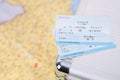 Train ticket on a suitcase Royalty Free Stock Photo