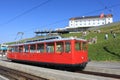 Train at top of Rigi (mountain) Switzerland. Royalty Free Stock Photo