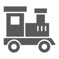 Train toy glyph icon, child and railroad, locomotive sign, vector graphics, a solid pattern on a white background.