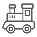 Train toy line icon, child and railroad, locomotive sign, vector graphics, a linear pattern on a white background