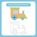 Train toy with simple shapes. Trace and color the picture Royalty Free Stock Photo