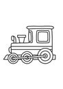Train toys black and white lineart drawing illustration. Hand drawn coloring pages lineart illustration in black and white