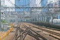 Train track, cable, building, Tokyo cityscape