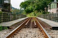 Train track crossing over small bridge Royalty Free Stock Photo