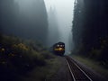 Train on track on forest Royalty Free Stock Photo