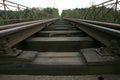 Train track on the historic iron railway bridge - Pilchowice Lake - Lower Silesia, Poland. Royalty Free Stock Photo