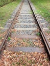 Train track. Long train track. Old rails Royalty Free Stock Photo