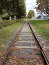 Train track. Long train track. Old rails Royalty Free Stock Photo