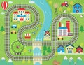 Train track play placemat Royalty Free Stock Photo