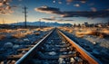 Train Track Cutting Through Desert Royalty Free Stock Photo