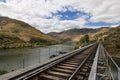 Train tracks along the Douro River in the wine region of the Douro Valley in Portugal