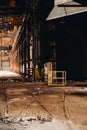 Train Tracks + Belgian Block Floors - Abandoned Wean United Factory - Youngstown, Ohio Royalty Free Stock Photo