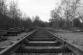 Train Tracks In Black & White Royalty Free Stock Photo