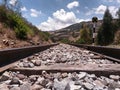 Train tracks close view