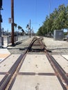Train tracks crossing intersection crossroads switch perspective