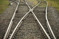 Train tracks crossing Royalty Free Stock Photo