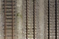 Train Tracks Detail from Above. top view Royalty Free Stock Photo