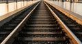 Train Tracks Detail clean composition in terminal interior soft Royalty Free Stock Photo