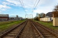 Train tracks in the direction of train station Voorhout