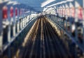 Train tracks down an empty tunnel with a blurred background effect Royalty Free Stock Photo