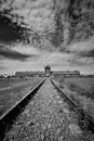 Train tracks giving access to a Nazi concentration camp auschwitz 