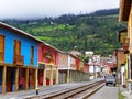 Train tracks going through the town Alausi, Chimborazo province, Ecuador