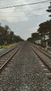 train tracks in Lamongan, East Java in the afternoon. a heartwarming sight