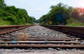 Train tracks leading off into the distance Royalty Free Stock Photo