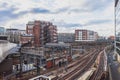 Train tracks near Paddington train station and buildings in London, UK Royalty Free Stock Photo