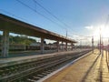 Train tracks perspective view Royalty Free Stock Photo