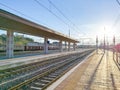 Train tracks perspective view Royalty Free Stock Photo