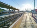 Train tracks perspective view Royalty Free Stock Photo