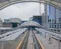 Train tracks and platforms in the Union Station in downtown Denver, USA Royalty Free Stock Photo