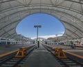 Train tracks and platforms in the Union Station in downtown Denver, USA Royalty Free Stock Photo