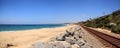 Train tracks run through San Clemente State Beach Royalty Free Stock Photo