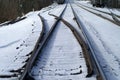 Train tracks in the snow Royalty Free Stock Photo